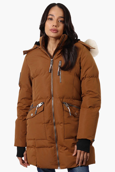 Super Triple Goose Faux Fur Thumb Hole Parka Jacket - Brown - Womens Parka Jackets - Fairweather