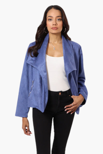 Beechers Brook Suede Waterfall Blazer - Blue - Womens Blazers - Fairweather