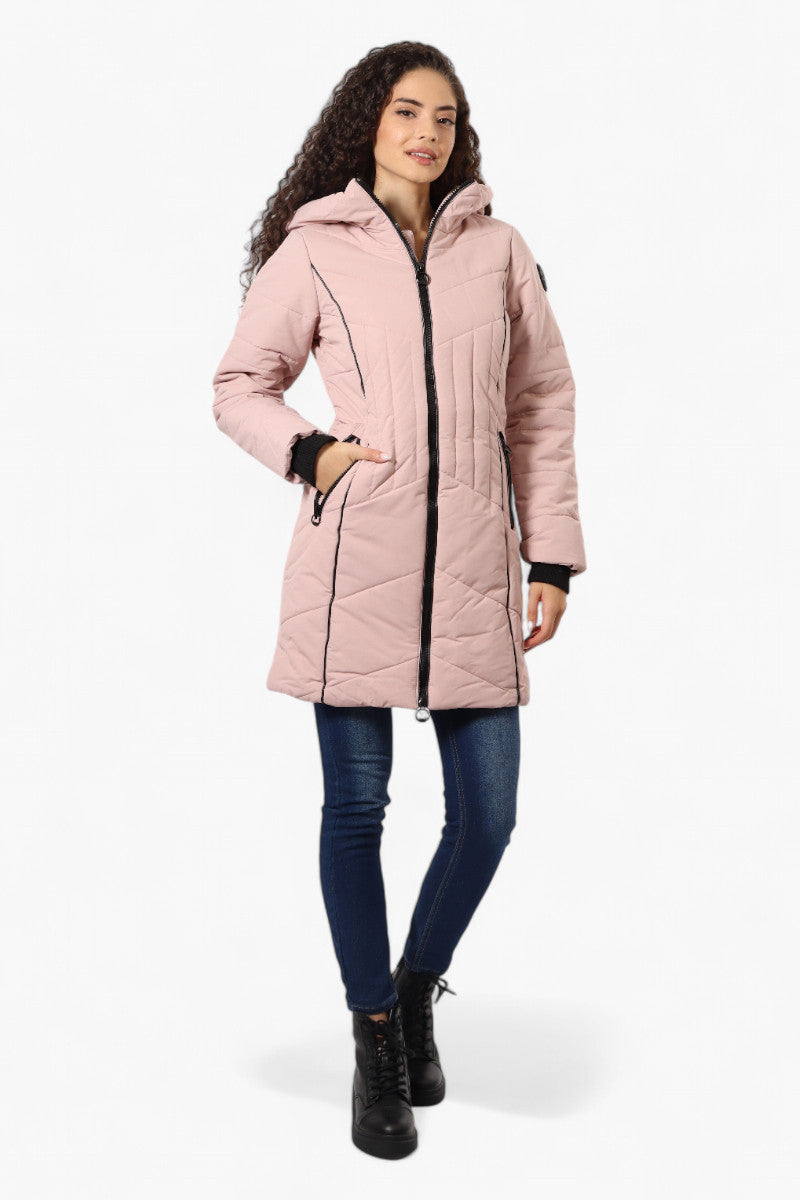 Oppenheimer Double Zip Cinched Waist Parka Jacket - Pink - Womens Parka Jackets - Fairweather