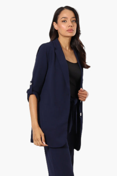 Limite Roll Up Sleeve 2 Button Blazer - Navy - Womens Blazers - Fairweather