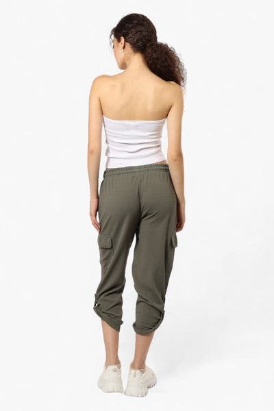 Impress Solid Tie Waist Cargo Pants - Olive - Womens Pants - Fairweather