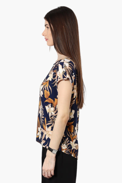 Beechers Brook Floral Cap Sleeve Blouse - Navy - Womens Shirts & Blouses - Fairweather