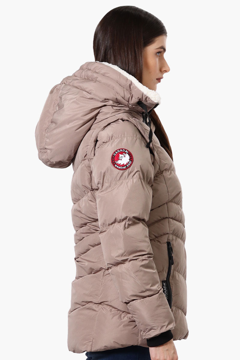 Canada Weather Gear Zip Off Sleeve Bomber Jacket - Beige - Womens Bomber Jackets - Fairweather