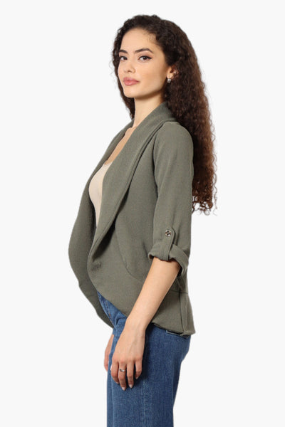 Impress Open Roll Up Sleeve Blazer - Olive - Womens Blazers - Fairweather