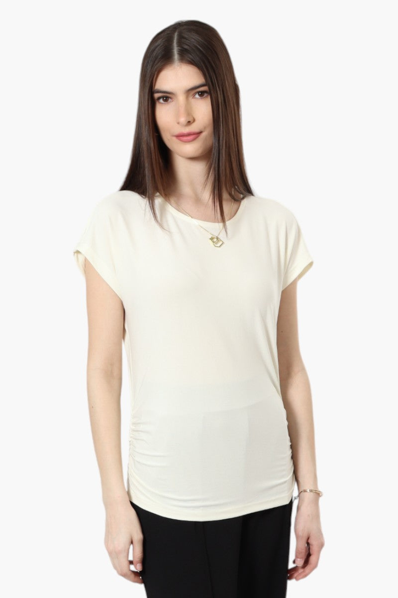 Beechers Brook Cap Sleeve Necklace Blouse - White - Womens Shirts & Blouses - Fairweather