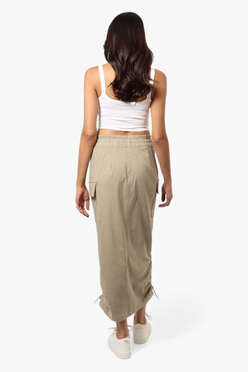 Urbanology Solid Cargo Pocket Midi Skirt - Beige - Womens Skirts - Fairweather