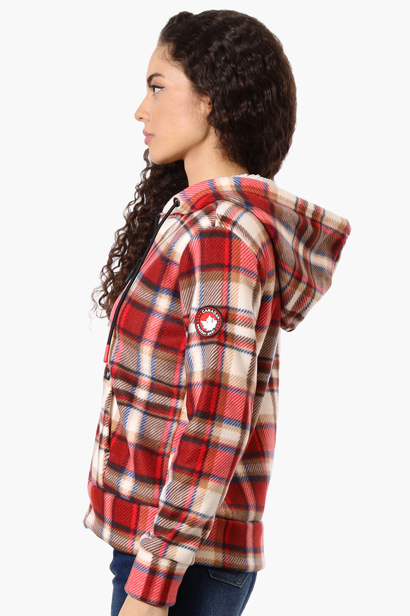 Canada Weather Gear Plaid Fleece Lined Hoodie - Red - Womens Hoodies & Sweatshirts - Fairweather