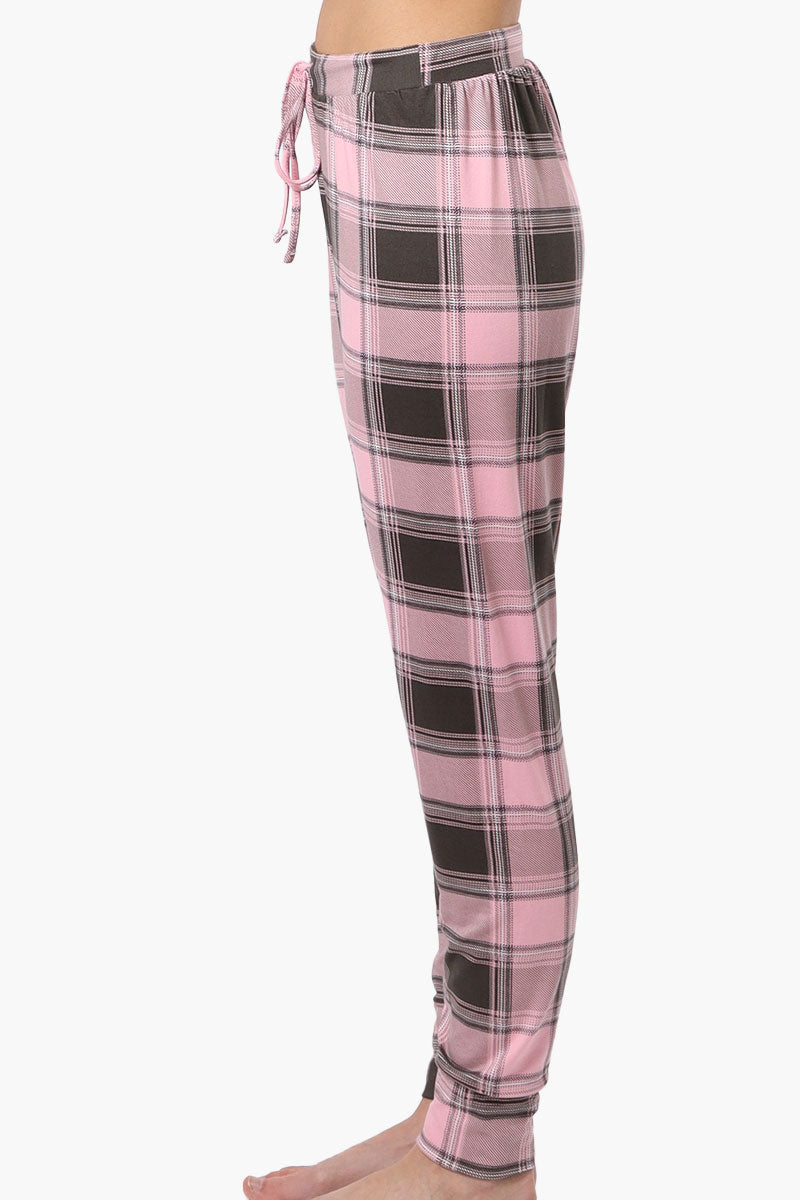 Cuddly Canuckies Plaid Jogger Pajama Pants Pink