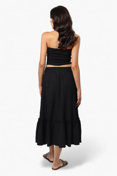 Urbanology Solid Tie Waist Tiered Skirt - Black - Womens Skirts - Fairweather