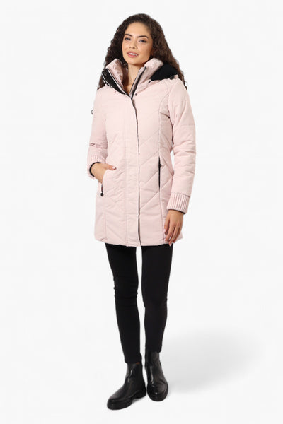 Canada Weather Gear Chevron Quilted Parka Jacket - Pink - Womens Parka Jackets - Fairweather