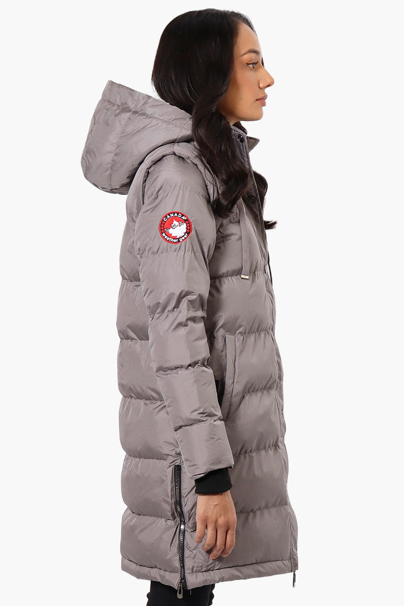 Canada Weather Gear Side Slit Puffer Parka Jacket - Grey - Womens Parka Jackets - Fairweather