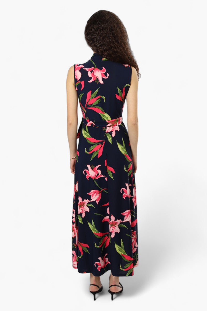 Beechers Brook Sleeveless Floral Crossover Maxi Dress - Navy - Womens Maxi Dresses - Fairweather