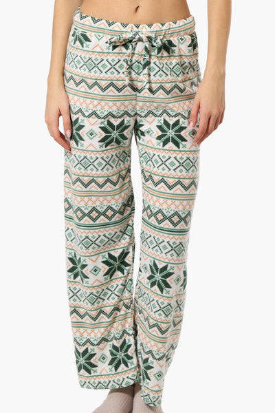 Canada Weather Gear Festive Pattern Wide Leg Pajama Pants - Green - Womens Pajamas - Fairweather