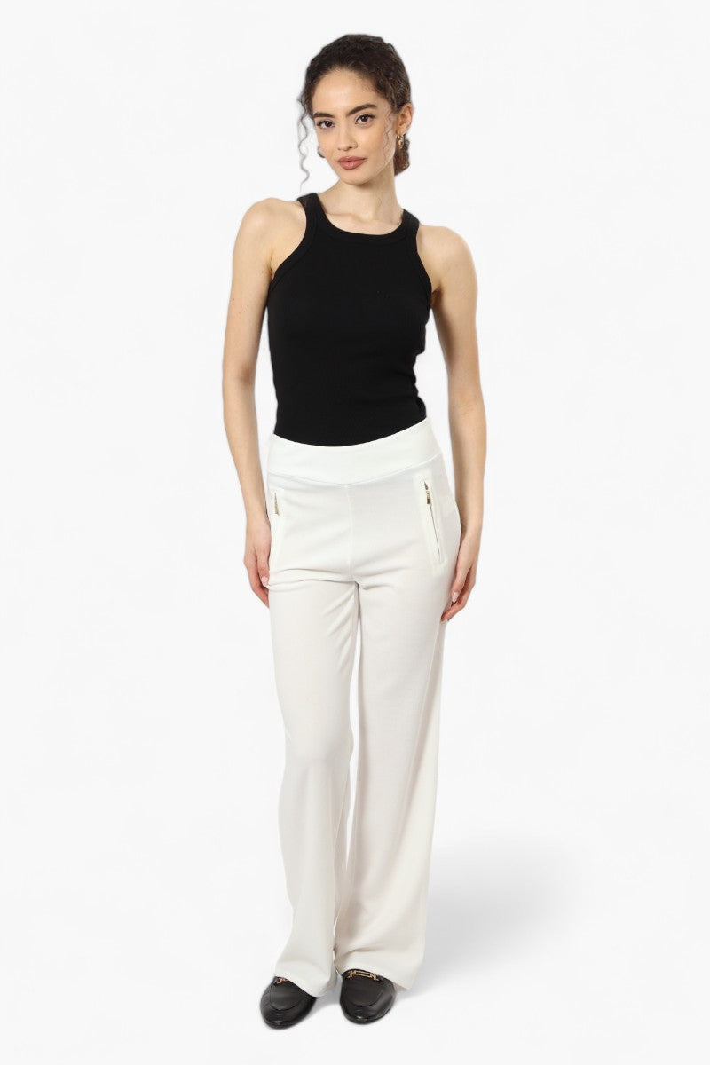 Limite Solid Basic Wide Leg Pants - White - Womens Pants - Fairweather