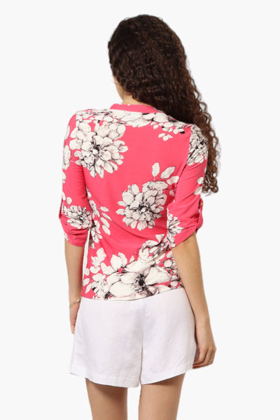 Beechers Brook Floral Roll Up Sleeve Blouse - Pink - Womens Shirts & Blouses - Fairweather