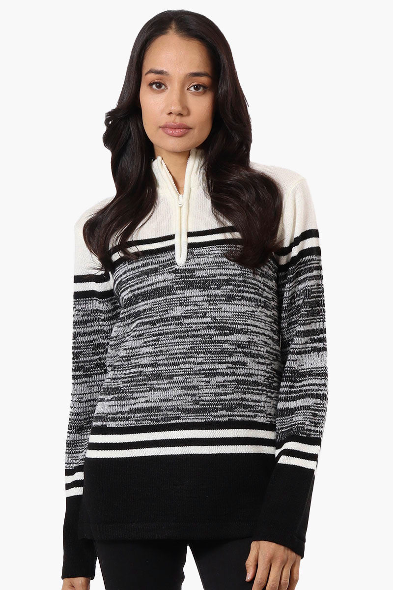 Canada Weather Gear Patterned 1/4 Zip Pullover Sweater - White - Womens Pullover Sweaters - Fairweather