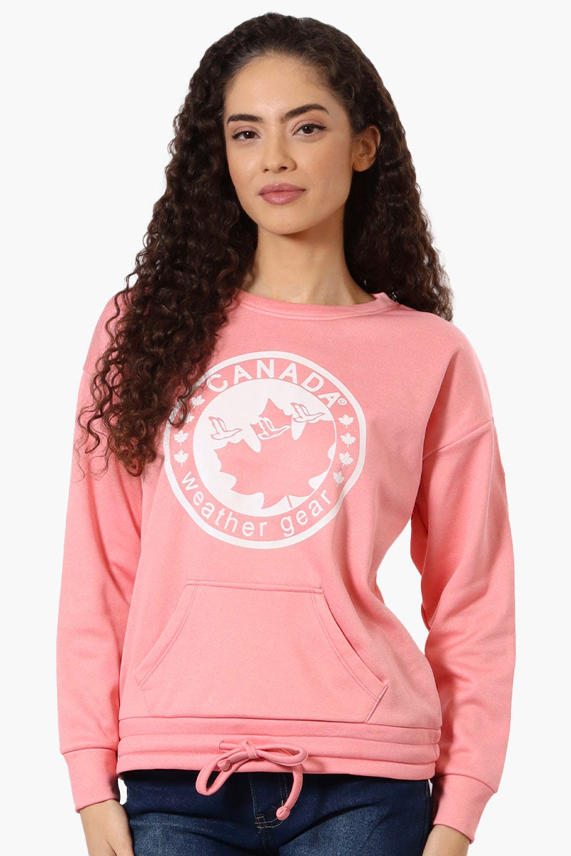 Canada Weather Gear Logo Drawstring Sweatshirt - Pink - Womens Hoodies & Sweatshirts - Fairweather