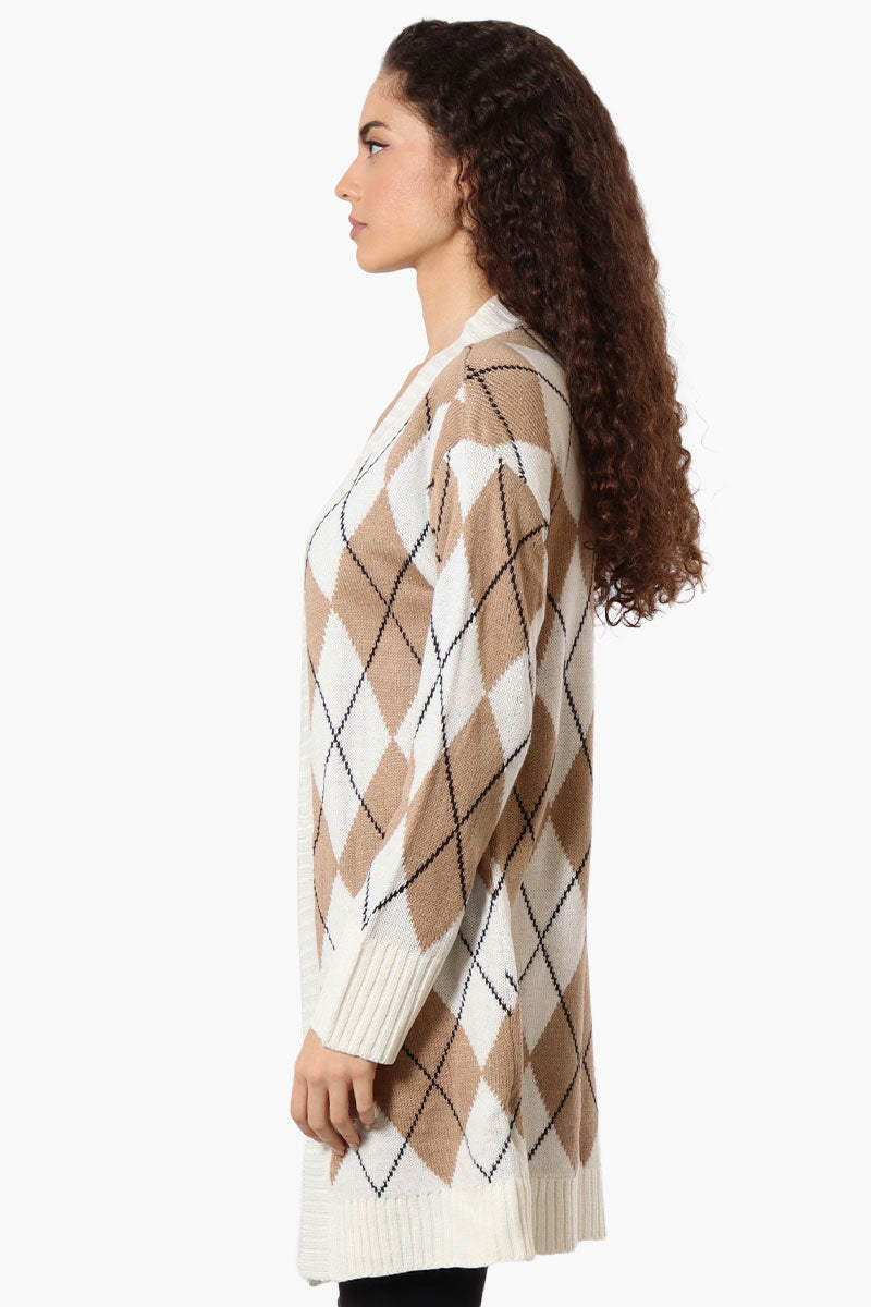 Beechers Brook Argyle Pattern Open Wrap Cardigan - Beige - Womens Cardigans - Fairweather