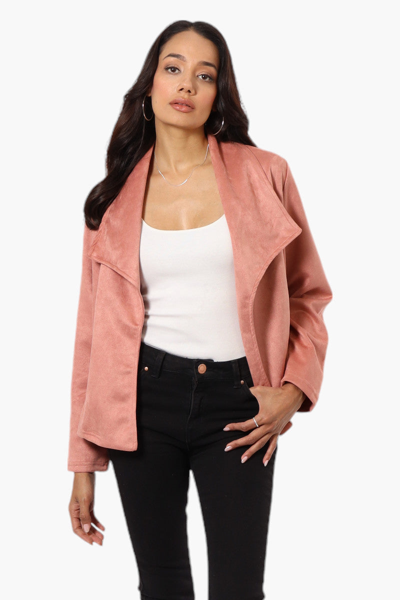 Beechers Brook Suede Waterfall Blazer - Pink - Womens Blazers - Fairweather