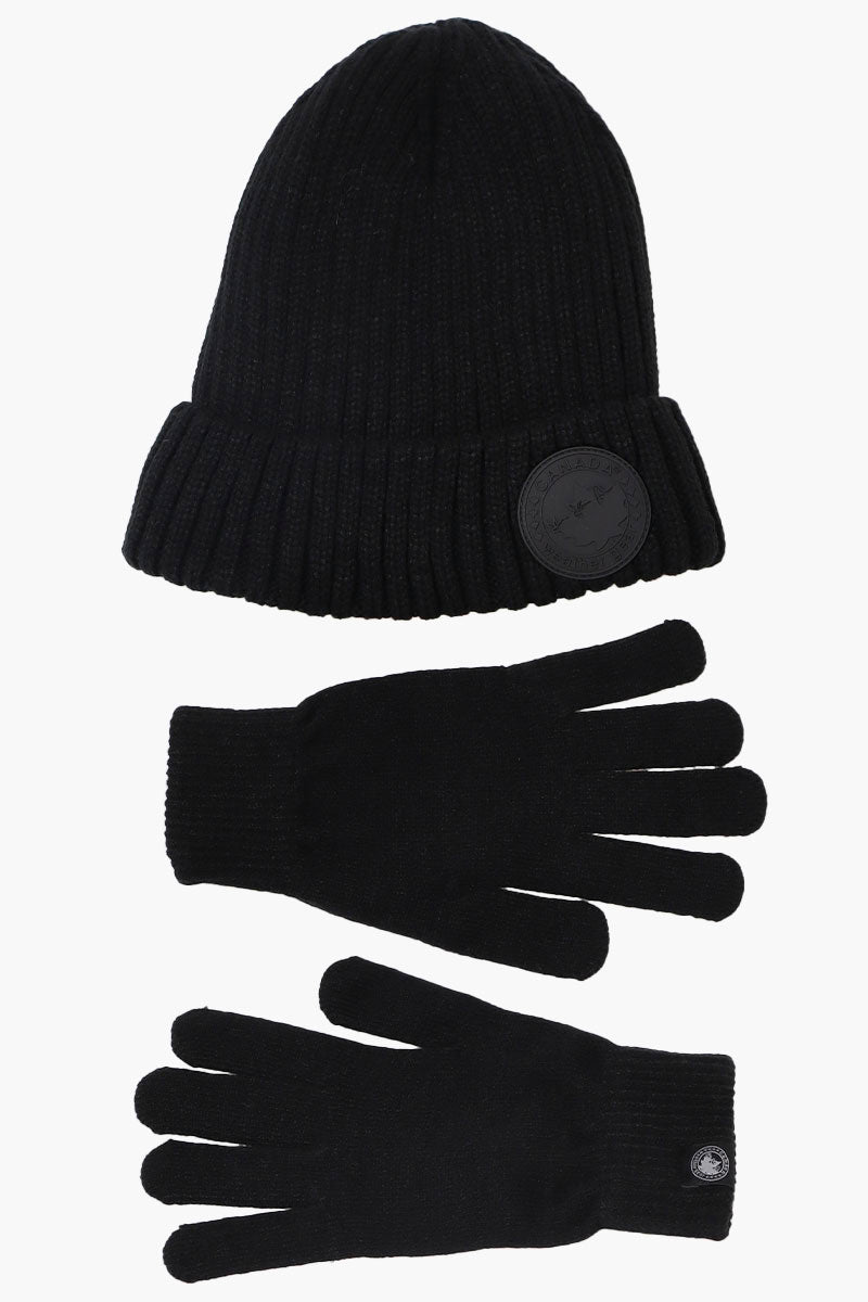 Canada Weather Gear Gloves Cuffed Beanie Hat Set - Black - Womens Hats - Fairweather