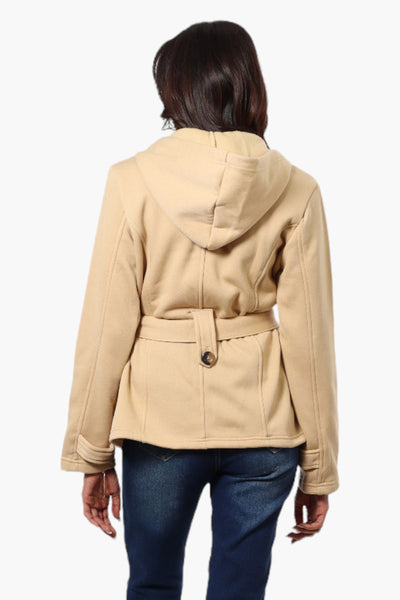 Fahrenheit Belted Double Breasted Hooded Lightweight Jacket - Beige - Womens Lightweight Jackets - Fairweather