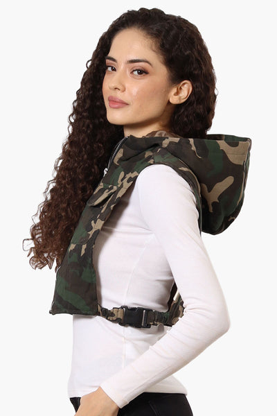 Urbanology Cropped Camo Vest - Olive - Womens Vests - Fairweather