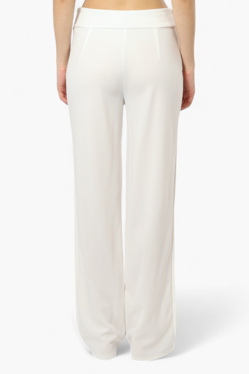 Limite Solid Basic Wide Leg Pants - White - Womens Pants - Fairweather