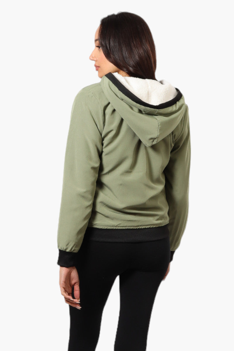 Fahrenheit Hooded Fleece Lined Windbreaker Lightweight Jacket - Olive - Womens Lightweight Jackets - Fairweather