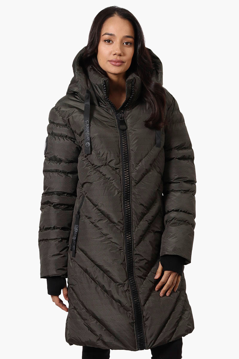 Canada Weather Gear Long Chevron Quilted Parka Jacket - Olive - Womens Parka Jackets - Fairweather