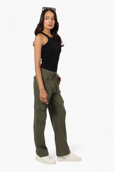 Urbanology Solid Tie Waist Cargo Pants - Olive - Womens Pants - Fairweather