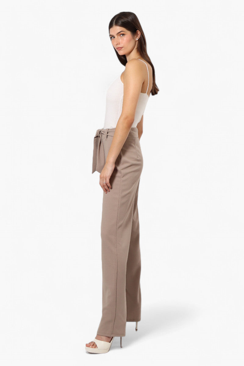 Limite Solid Belted Pants - Beige - Womens Pants - Fairweather