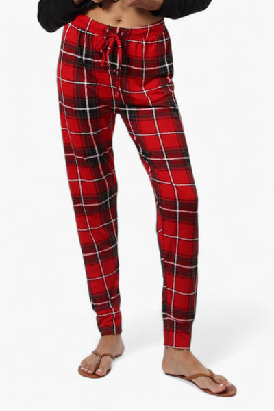 Canada Weather Gear Plaid Tie Waist Jogger Pajama Pants - Red - Womens Pajamas - Fairweather