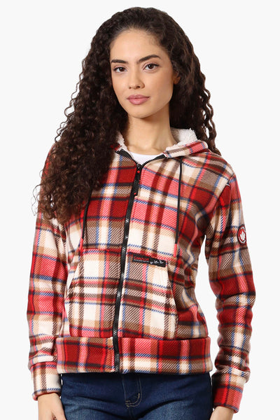 Canada Weather Gear Plaid Fleece Lined Hoodie - Red - Womens Hoodies & Sweatshirts - Fairweather