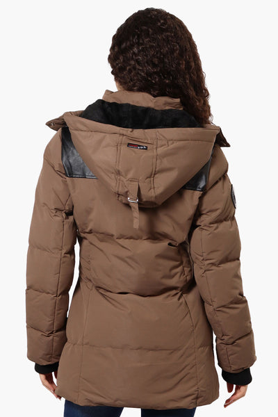 Canada Weather Gear 3/4 Length Vegan Leather Parka Jacket - Brown - Womens Parka Jackets - Fairweather