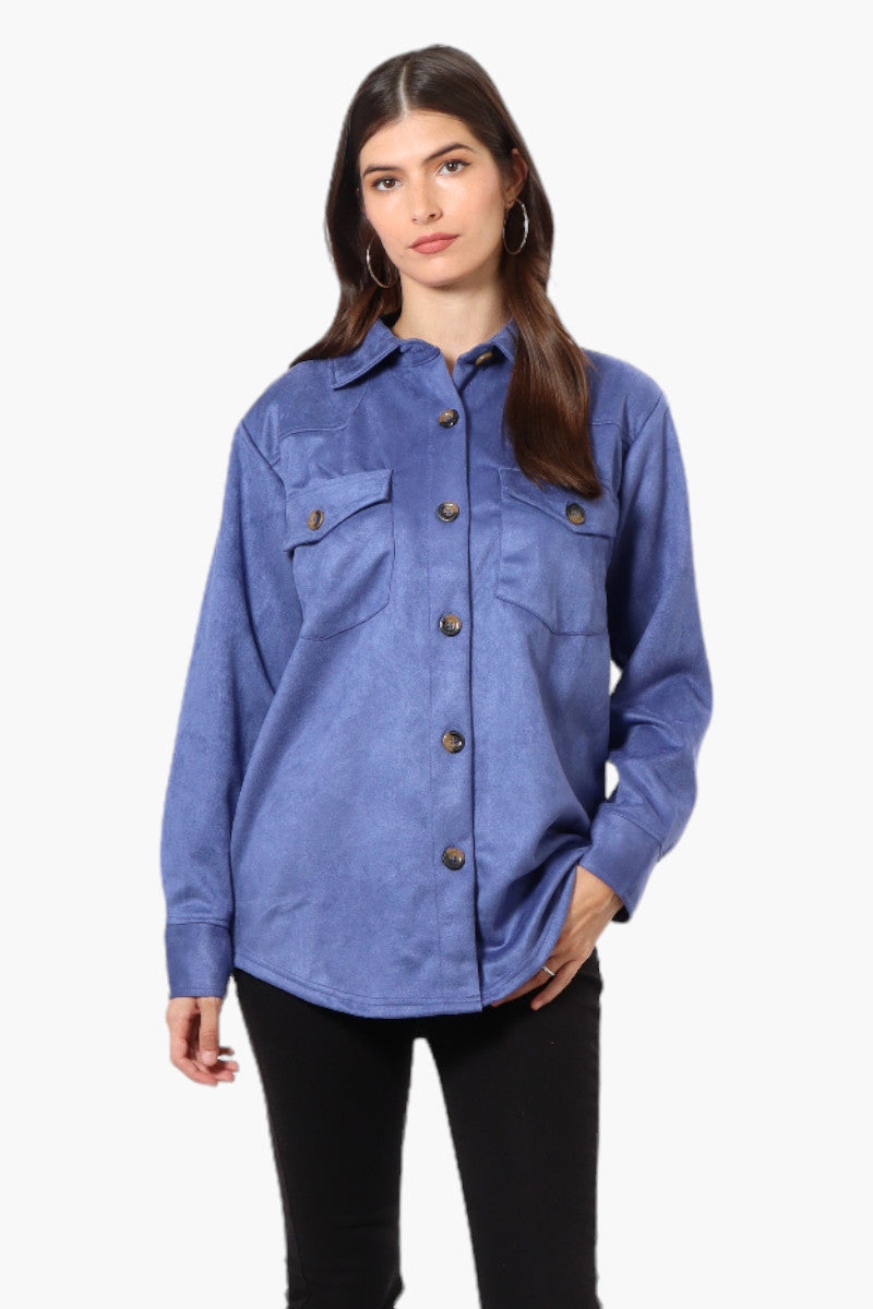 Beechers Brook Button Down Flap Pocket Lightweight Jacket - Blue - Womens Lightweight Jackets - Fairweather