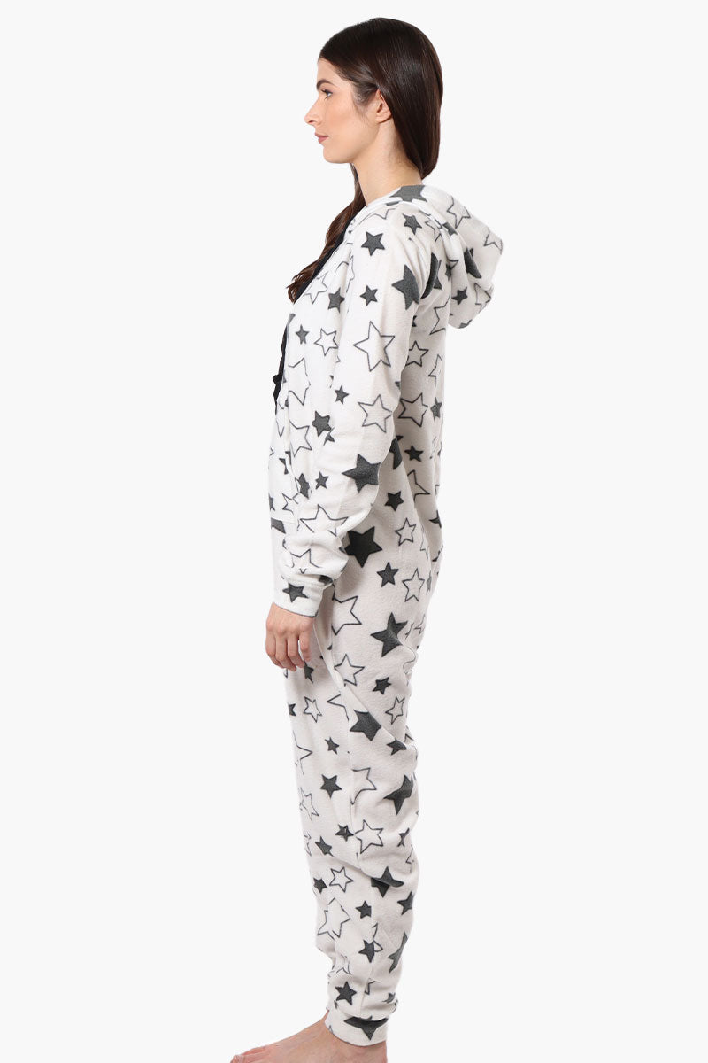 Cuddly Canuckies Hooded Star Pattern Onesie - White - Womens Onesies - Fairweather