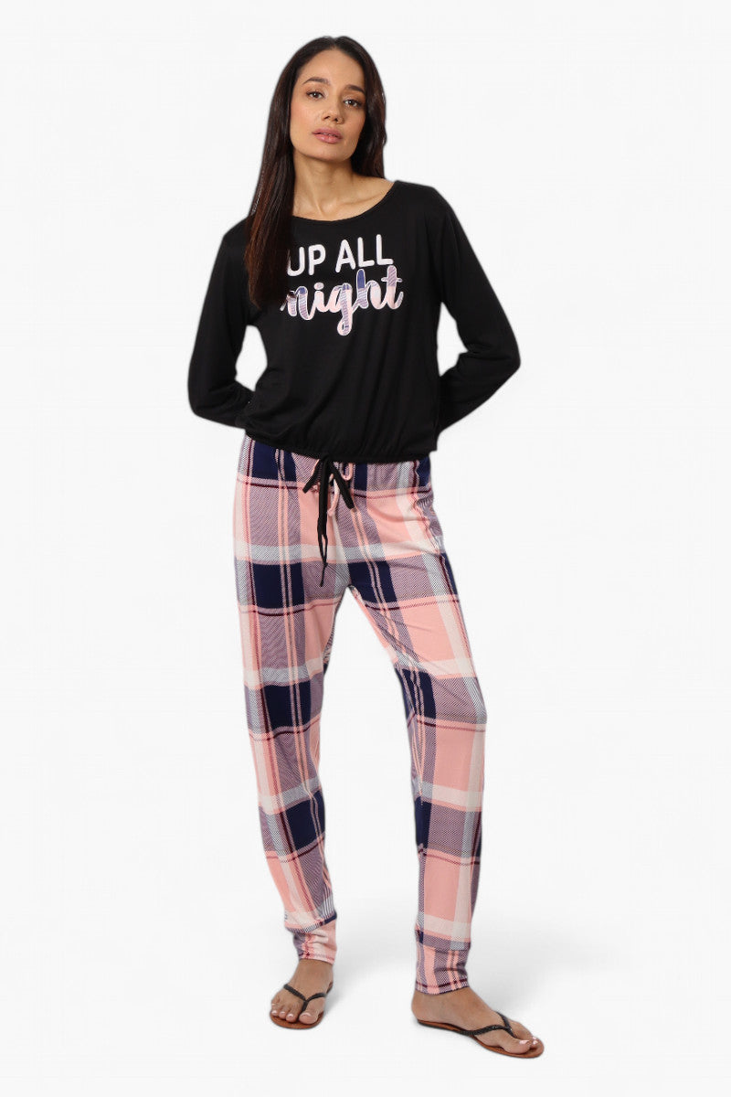 Canada Weather Gear Up All Night Print Drawstring Pajama Top - Black - Womens Pajamas - Fairweather