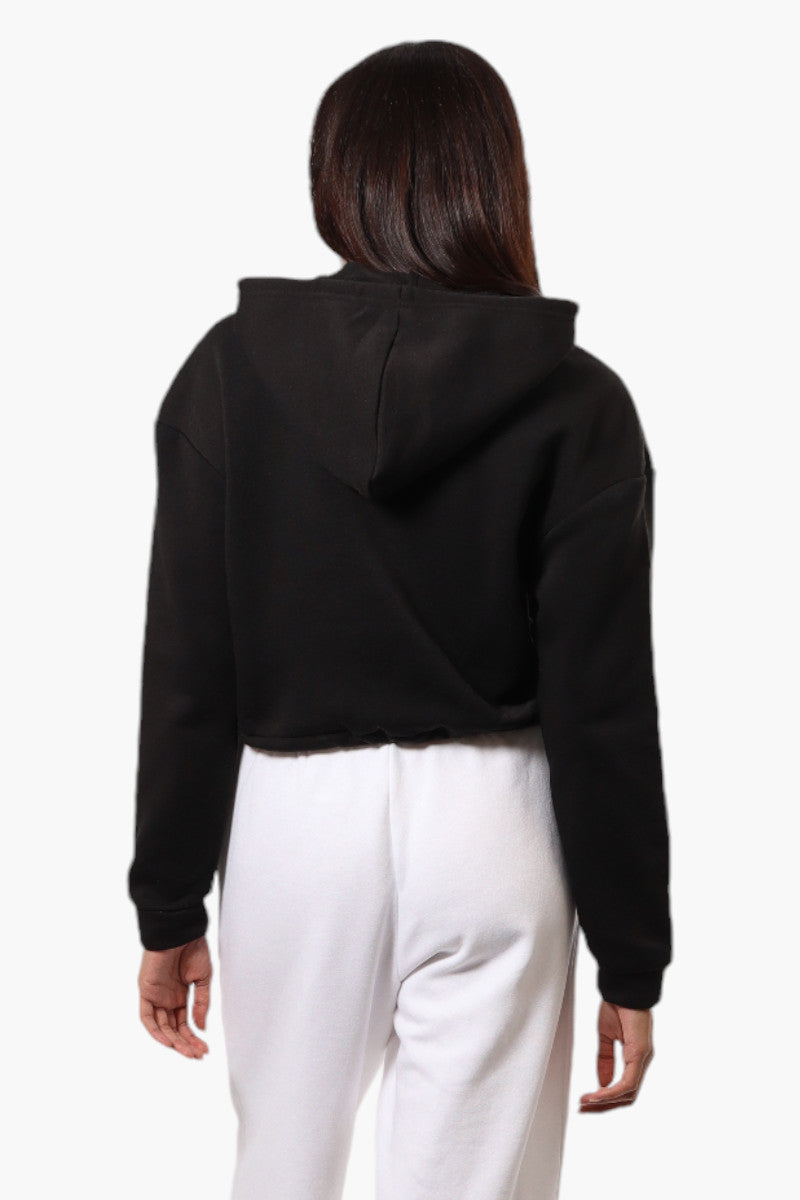 Fahrenheit Cropped Front Flap Pocket Hoodie - Black - Womens Hoodies & Sweatshirts - Fairweather