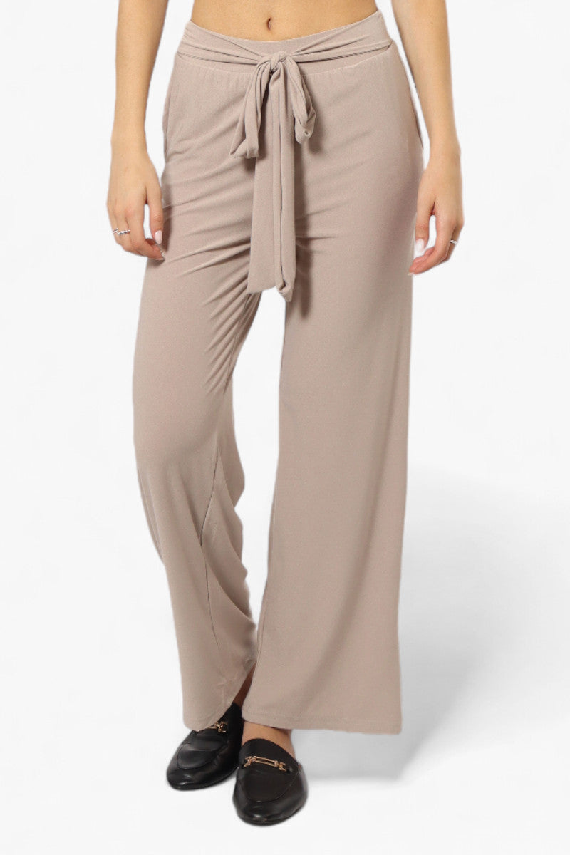 International INC Company Solid Belted Palazzo Pants - Beige - Womens Pants - Fairweather