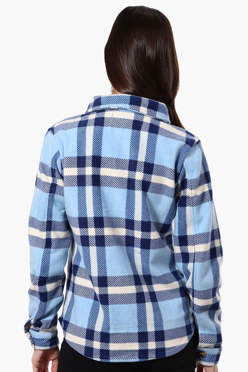 Canada Weather Gear Fleece Plaid Button Up Shirt - Blue - Womens Shirts & Blouses - Fairweather