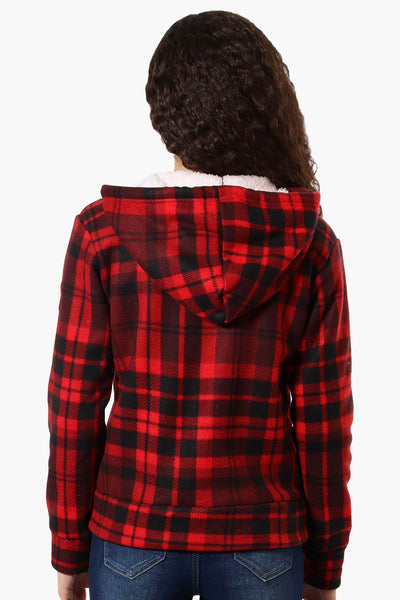 Canada Weather Gear Plaid Fleece Lined Hoodie - Red - Womens Hoodies & Sweatshirts - Fairweather