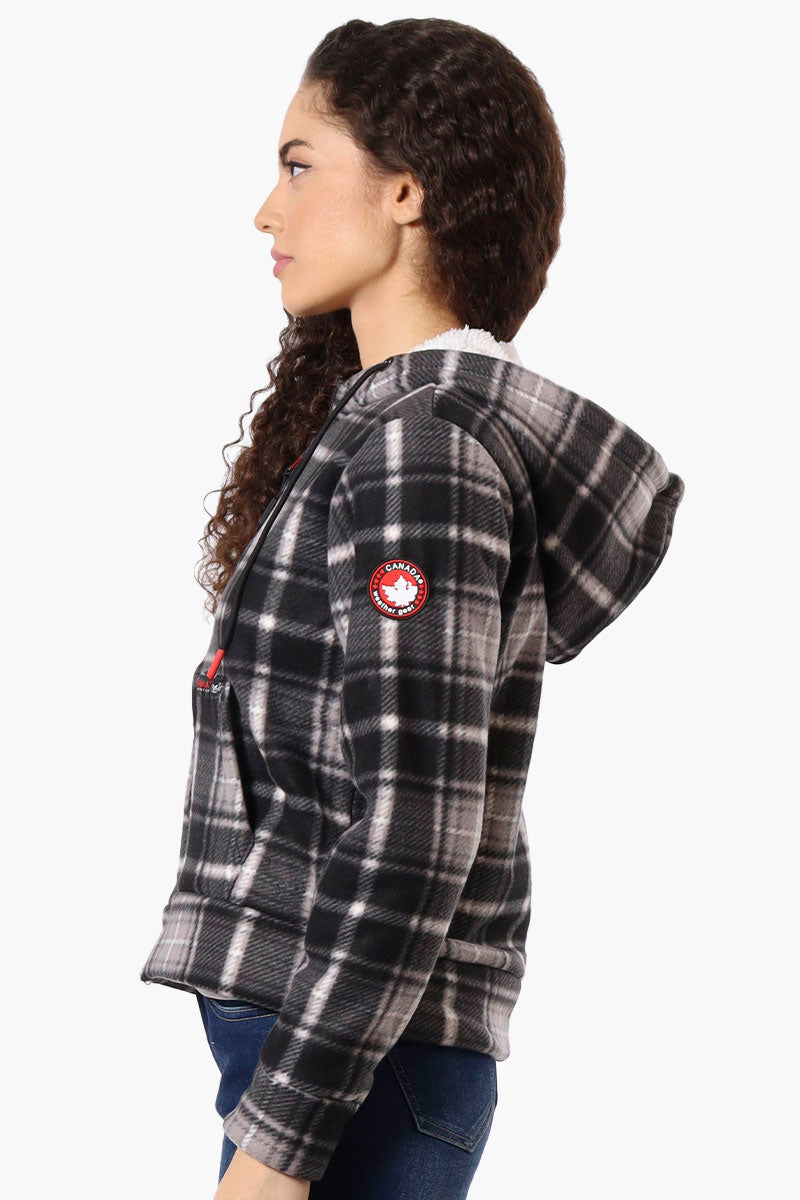 Canada Weather Gear Plaid Fleece Lined Hoodie - Black - Womens Hoodies & Sweatshirts - Fairweather