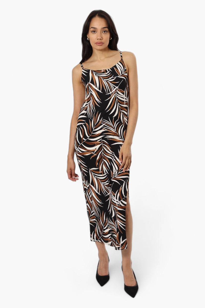 Majora Patterned Spaghetti Strap Maxi Dress - Black - Womens Maxi Dresses - Fairweather