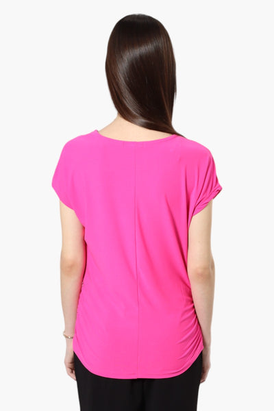 Beechers Brook Cap Sleeve Necklace Blouse - Pink - Womens Shirts & Blouses - Fairweather