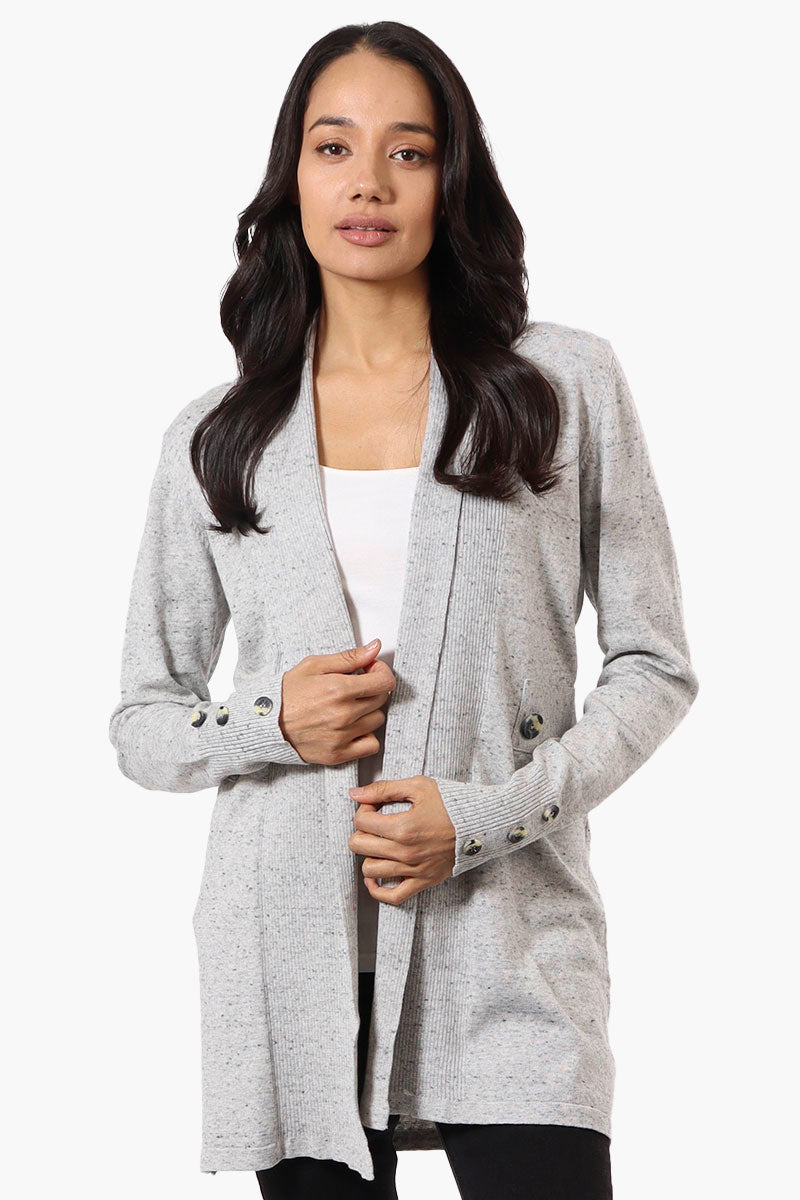 Beechers Brook Ribbed Open Cardigan - Grey - Womens Cardigans - Fairweather