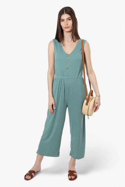 Majora Ribbed Front Zip Jumpsuit - Teal - Womens Jumpsuits & Rompers - Fairweather