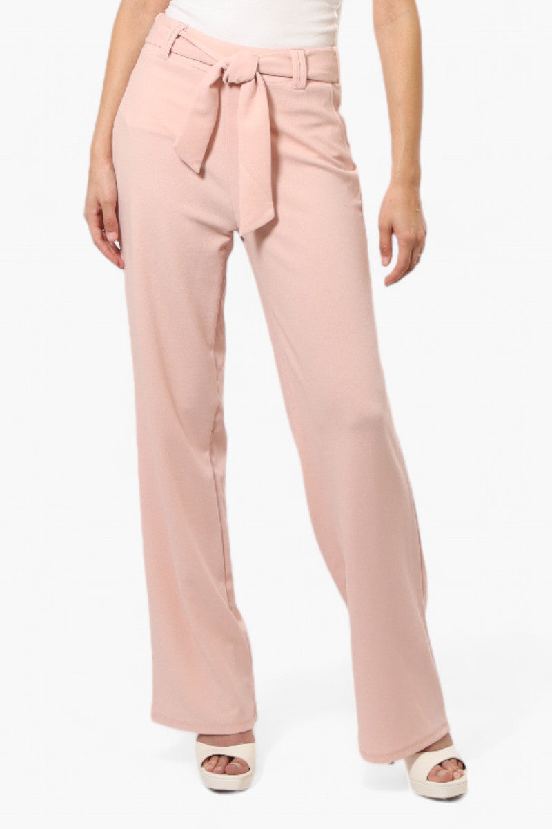 Limite Solid Belted Pants - Pink - Womens Pants - Fairweather