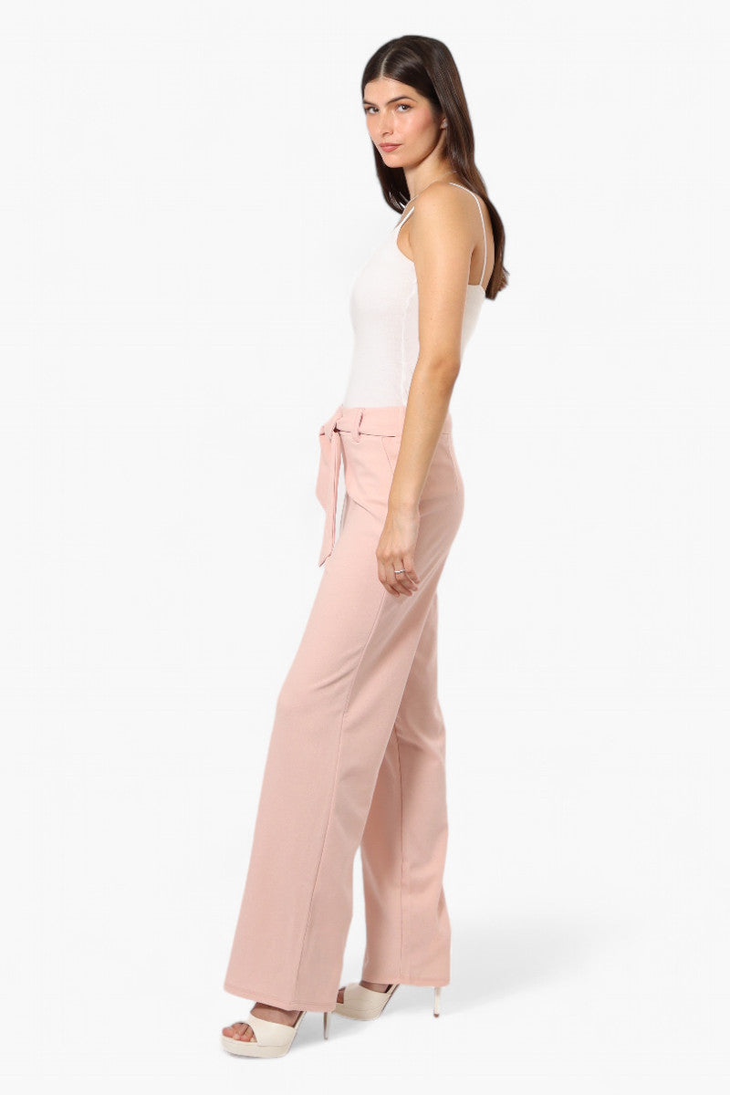 Limite Solid Belted Pants - Pink - Womens Pants - Fairweather