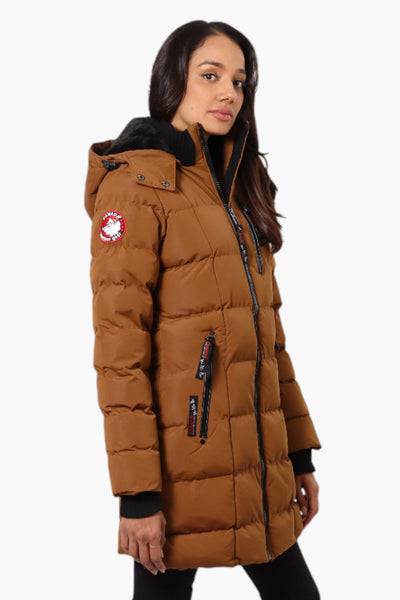 Canada Weather Gear 3/4 Length Bubble Parka Jacket - Brown - Womens Parka Jackets - Fairweather