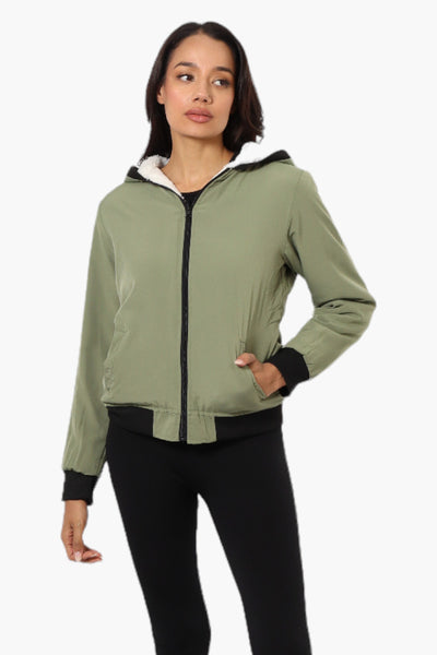 Fahrenheit Hooded Fleece Lined Windbreaker Lightweight Jacket - Olive - Womens Lightweight Jackets - Fairweather